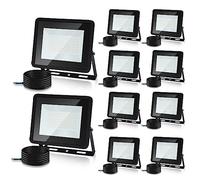 Lospitch Projecteur LED Extérieur 50W, Lot de 10 Spot LED Extérieur IP66 Étanche, 4250LM Superlumineux Spot Exterieur Floodlight 3000K Blanc Chaud, pour Cour, allées (sans prise)