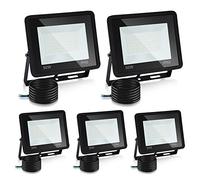 Lospitch Projecteur LED Extérieur 50W, Lot de 5 Spot LED Extérieur IP66 Étanche, 4250LM Superlumineux Spot Exterieur Floodlight 6000K Blanc Froid, pour Cour, allées (sans prise)