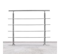Lospitch Rampe d'escalier en acier inoxydable - Rampe d'escalier intérieur et extérieur - Pour balcon, parapet - Escaliers - Angle réglable - Diamètre 42 mm (180 cm, 4 traverses)