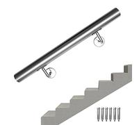 Lospitch Rampe d'escalier en acier inoxydable - Rampe murale - Pour l'intérieur et l'extérieur - Avec support mural et embouts - 80 cm