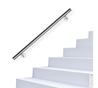 Lospitch Rampe d'escalier en acier inoxydable - Rampe murale - Pour l'intérieur et l'extérieur - Avec support mural et embouts - 100 cm