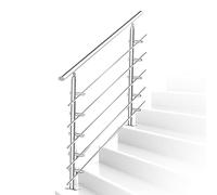 Lospitch Rampe Escalier Rampe d'escalier en acier inoxydable - Rampe de balcon intérieure et extérieure - Diamètre de 42 mm Kit de montage (120 cm 5 entretoises)