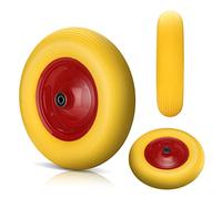 Lospitch Roue de brouette 4.80/4.00-8, 200 kg Anti-crevaison Axe Roue de Rechange pour brouette, PU Ø390mm avec axe, polyuréthane increvable,Chariots de Jardin