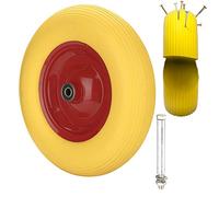 Lospitch - Roue de brouette en caoutchouc plein anti-crevaison - Jante en acier - Essieu 4,80 4,00-8 - Diamètre de 390 mm - Charge maximale de 200 kg - Roue de rechange pour chariots de jardin - Jaune et rouge