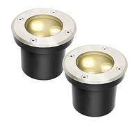 Lospitch Spot de sol 2 pièces, éclairage de sol LED rond 3 W passable, éclairage de jardin extérieur étanche IP67 pour allée de balcon de jardin (blanc chaud)
