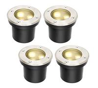 Lospitch Spots encastrables au sol à LED, lot de 4 spots au sol ronds passables, éclairage au sol blanc chaud étanche IP67 pour éclairage de jardin et éclairage d'allée