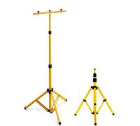 Lospitch Trépied Télescopique à Double Tête pour Projecteur de Chantier, Réglable en Hauteur, Jaune, pour 2 Spots