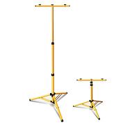 Lospitch - Trépied télescopique - Hauteur réglable - Support à double tête - En acier - Idéal pour spot de chantier ou projecteur LED - Couleur : jaune