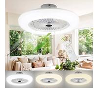 Lospitch Ventilateur de Plafond Éclairage LED 80W Plafonnier Moderne Dimmable 3000K-6500K Télécommande Silencieux Salon Ø55CM
