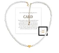 Loss of Father Memorial Heart Bracelet, Memory Bracelets for Loss Loved One,Adjustable Beads Pearl Bracelets for Women Jewelry with Sympathy Card (Necklace,Mother Card)