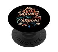 Lost Among The Chapters Book Lover Reading Design PopSockets PopGrip Adhésif