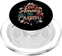 Lost Among The Chapters Book Lover Reading Design PopSockets PopGrip pour MagSafe