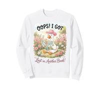Lost in a Book Goose Reading in Flower Garden Graphic Sweatshirt