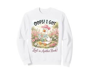 Lost in a Book Goose Reading in Flower Garden Graphic Sweatshirt