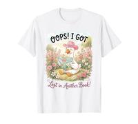 Lost in a Book Goose Reading in Flower Garden Graphic T-Shirt