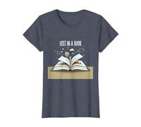 Lost in a Book : Œuvre d'art d'aventure de Lecture Magique T-Shirt, Femme, Bleu Chiné, M