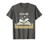 Lost in a Book : Œuvre d'art d'aventure de Lecture Magique T-Shirt, Homme, Asphalte, L