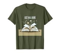 Lost in a Book : Œuvre d'art d'aventure de Lecture Magique T-Shirt, Homme, Olive, M