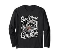 Lost in a Good Book Raccoon Reading Book Lover Lover Art Manche Longue