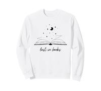 Lost in Books Lune Étoiles Lecture Esthétique Design Sweatshirt