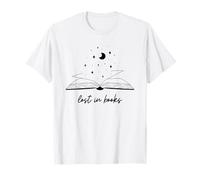 Lost in Books Lune Étoiles Lecture Esthétique Design T-Shirt