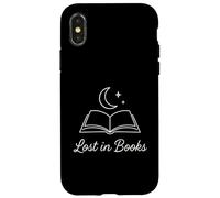 Lost in Books Moon Stars Reading Minimal Coque pour iPhone X/XS