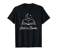 Lost in Books Moon Stars Reading Minimal T-Shirt