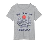 Lost in Nature Vacances Voyage Pensacola Beach T-Shirt, Femme Grandes Tailles, Gris Chiné, 4X