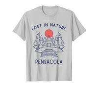 Lost in Nature Vacances Voyage Pensacola Beach T-Shirt, Homme, Argent, S