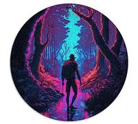 Lost in Neon Woodsd Puzzles 1000 pièces Puzzles pour Adultes et Enfants Puzzle Circulaire 100% Carton recyclé 67,5 x 67,5 cm