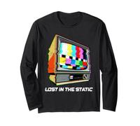 Lost in The Static Retro TV Glitch Art Manche Longue