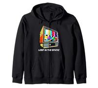 Lost in The Static Retro TV Glitch Art Sweat à Capuche