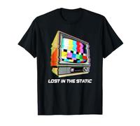 Lost in The Static Retro TV Glitch Art T-Shirt