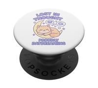 Lost in Thought Froudly Daydreaming Cat Kawaii Art PopSockets PopGrip Adhésif
