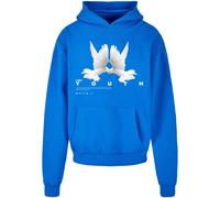 Lost Youth Sweat-shirt 'Dove' bleu cobalt / gris / blanc, Taille XL
