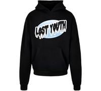 Lost Youth Sweat-shirt 'Invest' bleu clair / noir / blanc, Taille XS