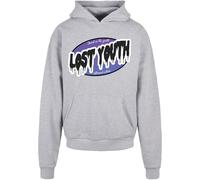 Lost Youth Sweat-shirt 'Invest' gris clair / violet foncé / noir / blanc, Taille XL