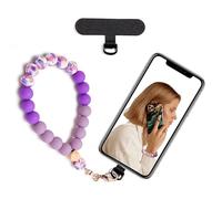 Lostars Bracelet de téléphone en perles de silicone avec languette d'attache, sangle élastique mains libres pour téléphone (violet)