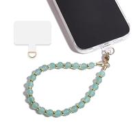 Lostars Sangle de poignet pour téléphone portable avec perles en marbre, cordon amovible pour téléphone portable avec languette de maintien, bracelet mains libres, poignée réglable pour téléphone pour