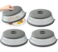 Lostwry Couvercle Pliable pour Micro-Ondes, 3 Pièces Cloche Micro Onde Pliable, Couvercle Chauffant des Aliments Couvercle Anti-éclaboussures Micro-Ondes avec Trou de Vapeur, Gris