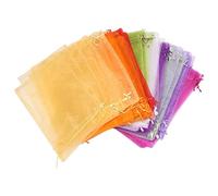 Losueeun Lot de 100 grands sacs en organza avec cordon de serrage - 20 x 30 cm - Pour Noël, mariage - Couleur aléatoire
