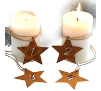 Losueeun Lot de 4 couronnes de l' décoratives en métal aspect vieilli, pentagramme de Noël, , facile à utiliser