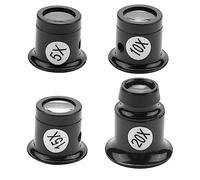 Losueeun Lot de 4 loupes grossissantes pour montres et bijoux - 5 x 10 x 15 x 20 x, Noir