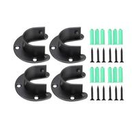 Losueeun Lot de 4 supports de tringle d'armoire - Support de bride de support - Embouts de base de barre avec vis - Support de garde-robe en forme de U pour barres de 32 mm