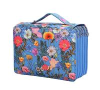 Losueeun Organisateur de crayons de couleur à 250 compartiments avec fermeture éclair à 5 couches - Sac de rangement pour stylos de grande capacité pour étudiants, amateurs A, bleu