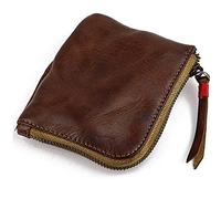 Losueeun Portefeuille en cuir pour femmes et - Vintage fait à la main - Mini poche porte-cartes - Porte-cartes - Porte-monnaie à fermeture éclair, marron