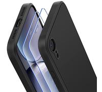 Losvick Coque pour iPhone XR, 2X Verre trempé Protection écran, Silicone Liquide Souple Antichoc Bumper Etui Doublure en Microfibre Housse Anti-Rayures Cover Case pour iPhone XR -6.1 Pouces -Noir