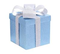 LOSVIP # Boîte cadeau d'anniversaire à paillettes moyennes avec couvercles ruban et boîte cadeau en papier mouchoir, 1 pièce 18 x 18 x 18 cm (bleu, taille unique)