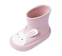 LOSVIP Bottes en caoutchouc pour enfants, garçons, filles, unisexe, tige courte, imperméable, antidérapantes, motif ours/lapin, bottes de pluie, Rose, 27 EU