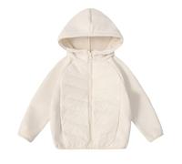 LOSVIP Veste d'hiver pour garçons et filles - Veste polaire patchwork matelassée en coton rembourré - Manteau d'hiver avec capuche, beige, 160